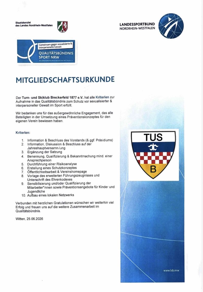 Mitgliedsurkunde