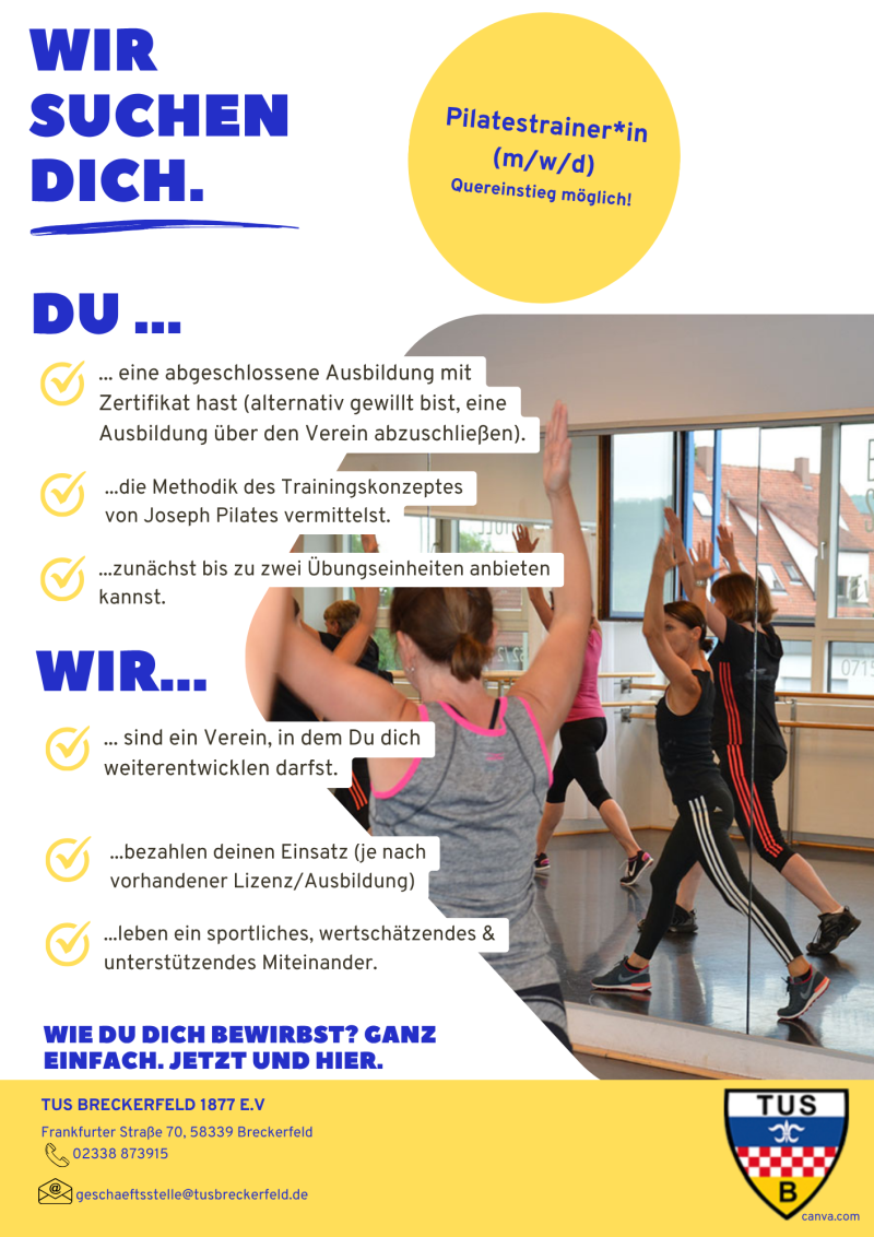 Stellenausschreibung Pilates